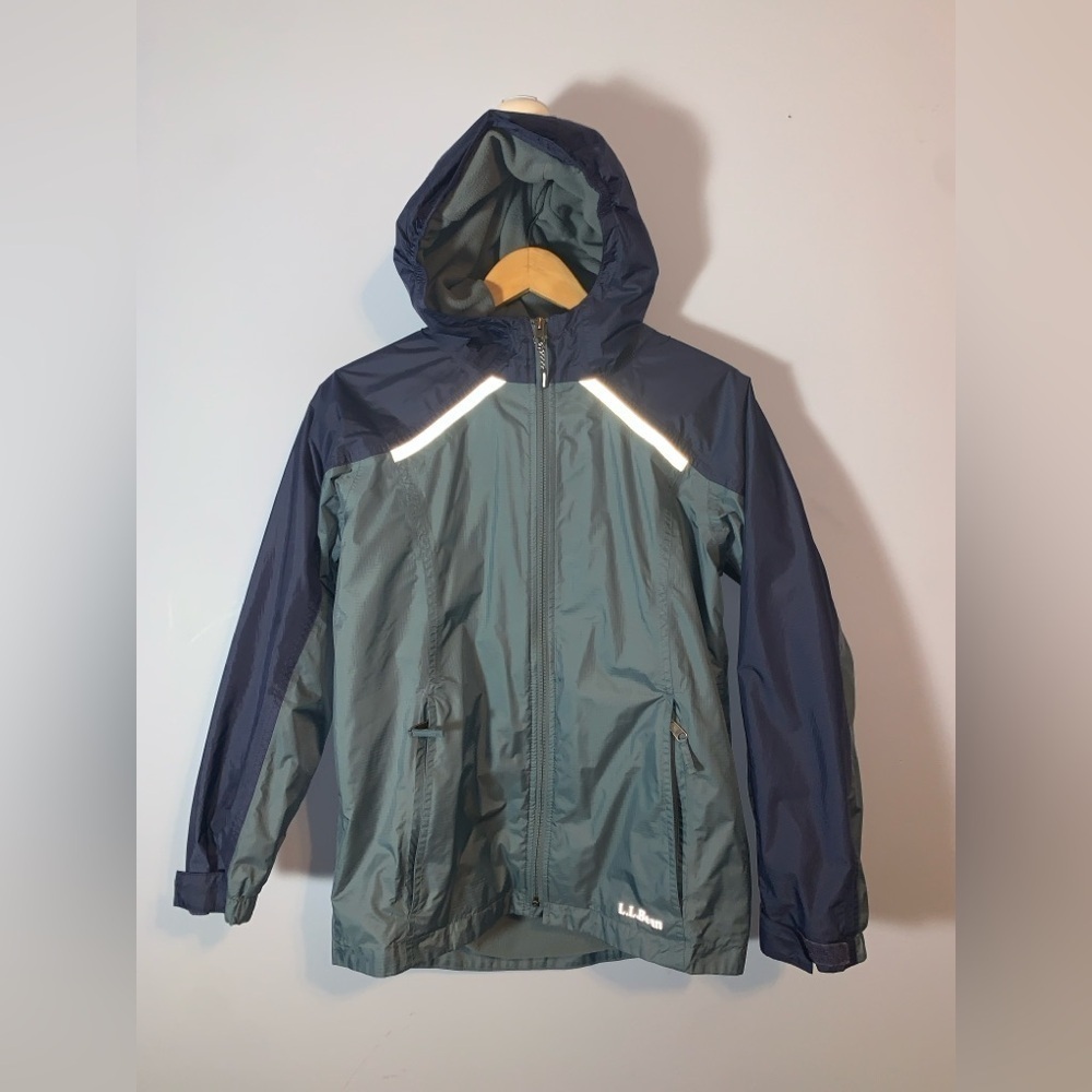 L.L. Bean Blue and Gray fleece lined windbreaker Jacket warm reflective large